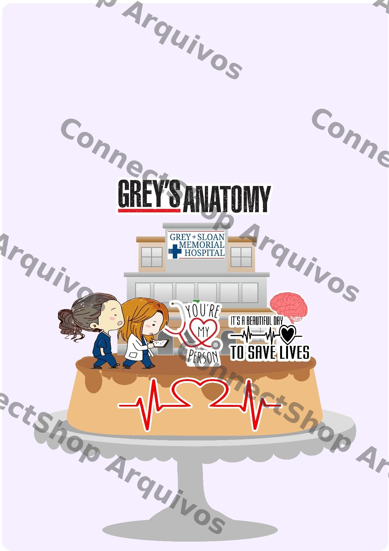 Topo de Bolo - Grey's Anatomy