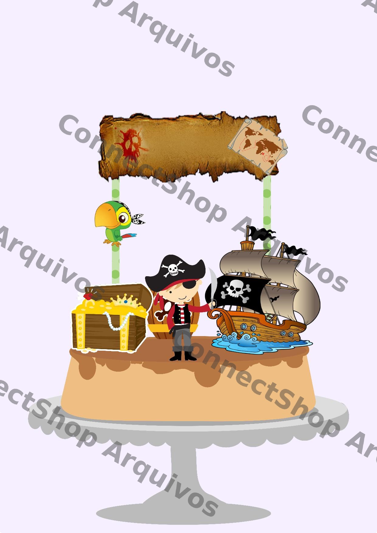 Topo de Bolo - Piratas