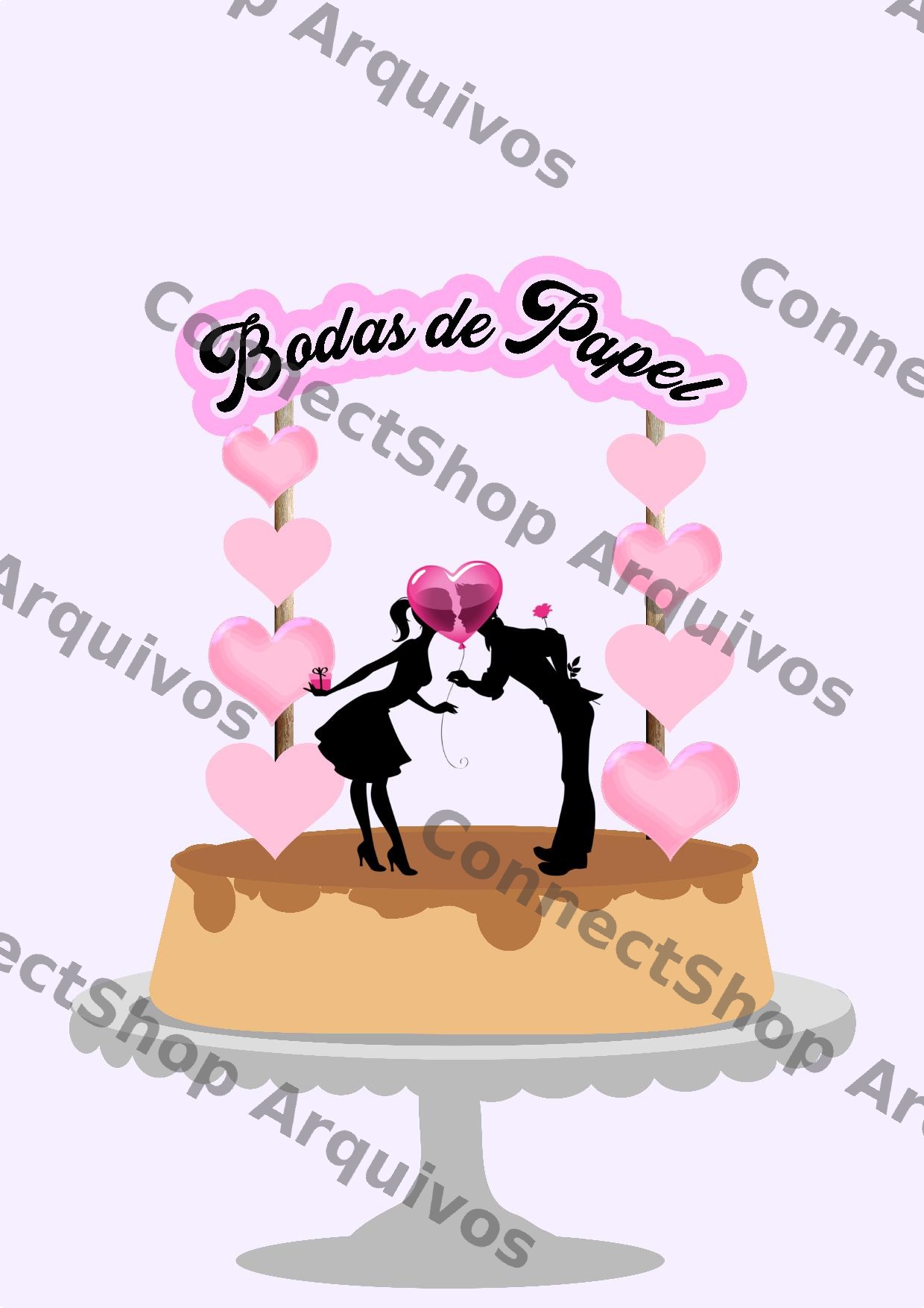 Topo de Bolo - Bodas de Papel