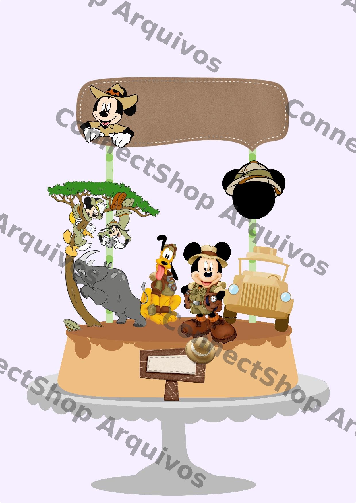 Topo de Bolo - Mickey Safari