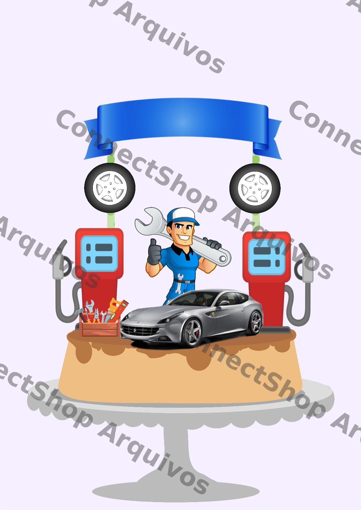 Topo de Bolo - Posto de Gasolina