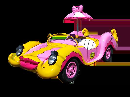 Topo de Bolo - Carrinho de Brinquedo Rosa
