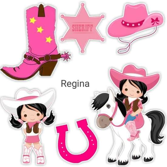 Topo de Bolo - Cowgirl Rosa