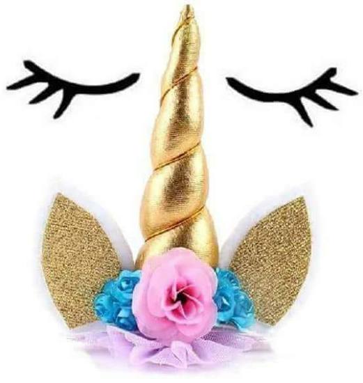 Topo de Bolo - Unicórnio com Flores