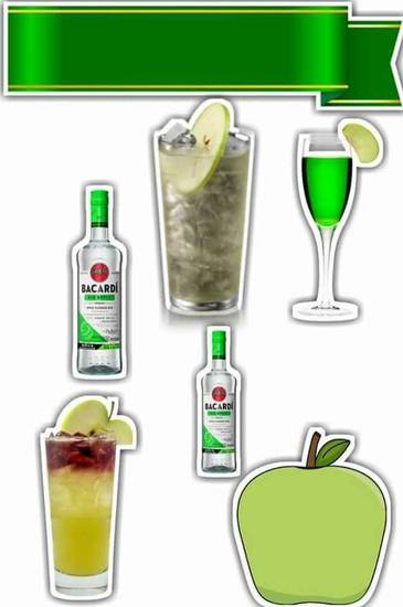 Topo de Bolo - Bebidas - Drink de Maçã Verde