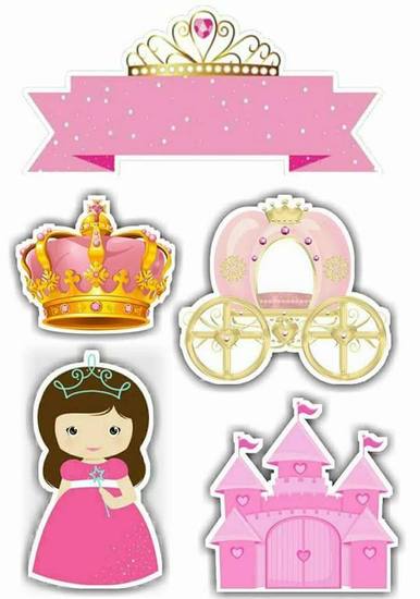 Topo de Bolo - Princesa Castelo Rosa