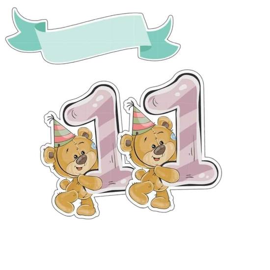 Topo de Bolo - Urso 11 Aninhos