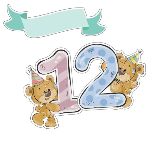 Topo de Bolo - Urso 12 Aninhos