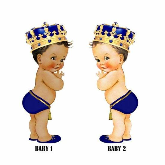 Topo de Bolo - Bebê Príncipe Gêmeos