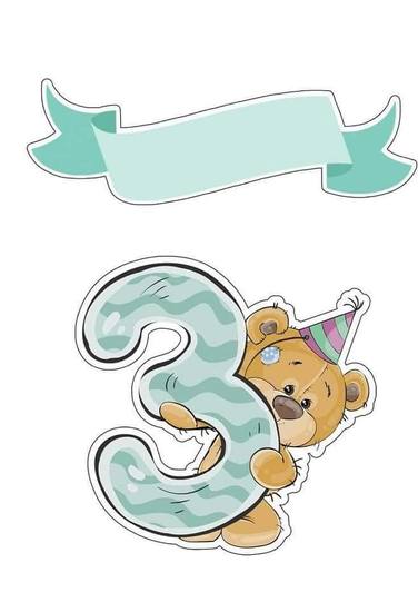 Topo de Bolo - Urso 3 Aninhos