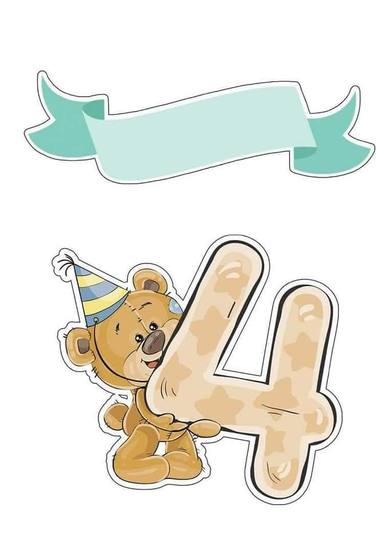 Topo de Bolo - Urso 4 Aninhos