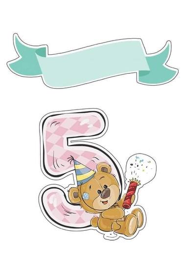 Topo de Bolo - Urso 5 Aninhos
