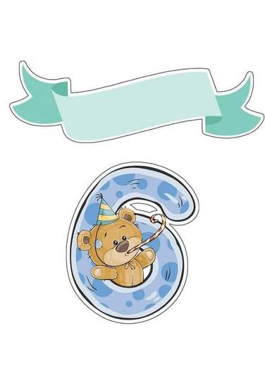 Topo de Bolo - Urso 6 Aninhos