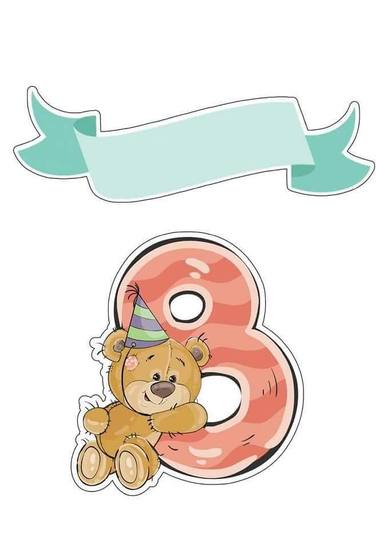 Topo de Bolo - Urso 8 Aninhos