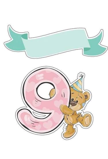 Topo de Bolo - Urso 9 Aninhos